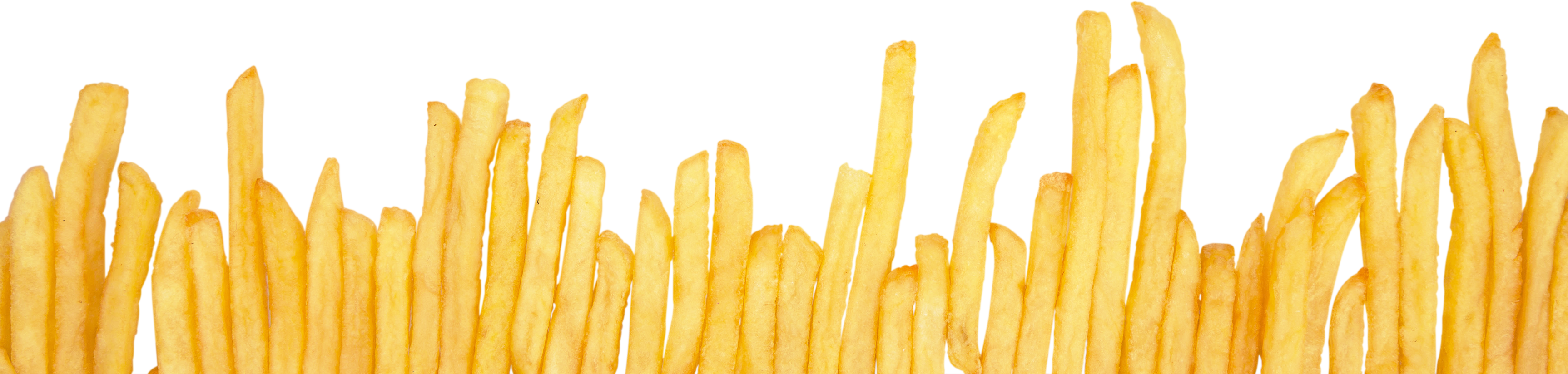 French Fries One beside the Other Close-up - Isolated